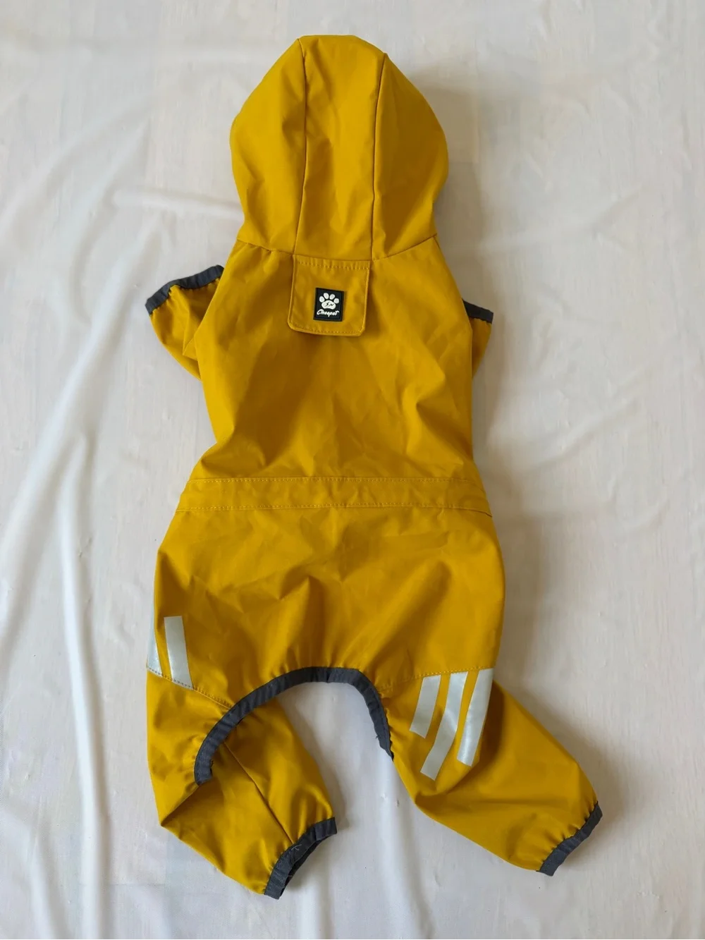 Cheepet dog Raincoat mustard yellow full Coverage Hooded Rain Jacket XL 35cm